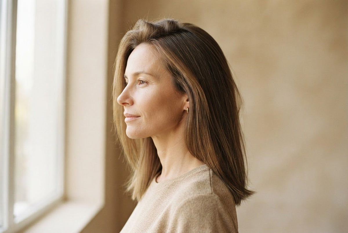 Donna con capelli lisci e fini con volume naturale alla radice